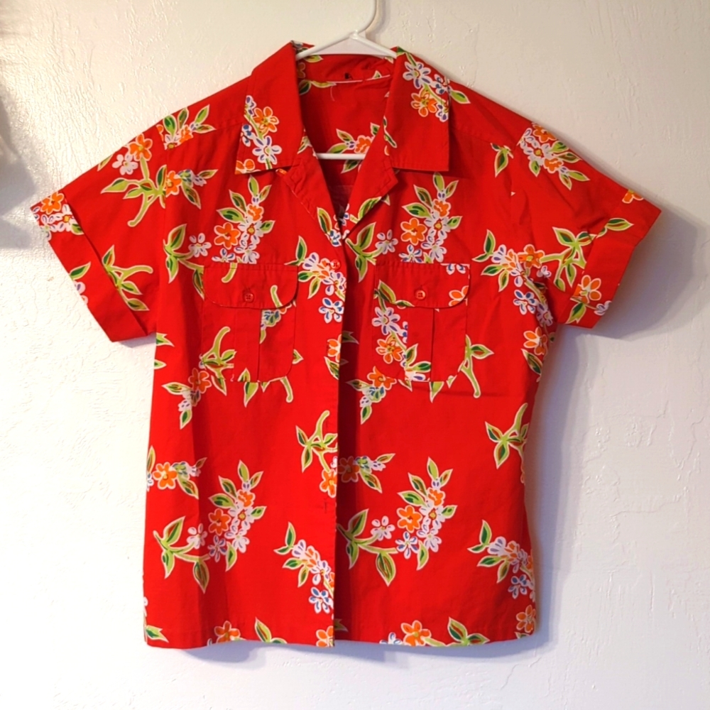 Handmade, vintage floral button top